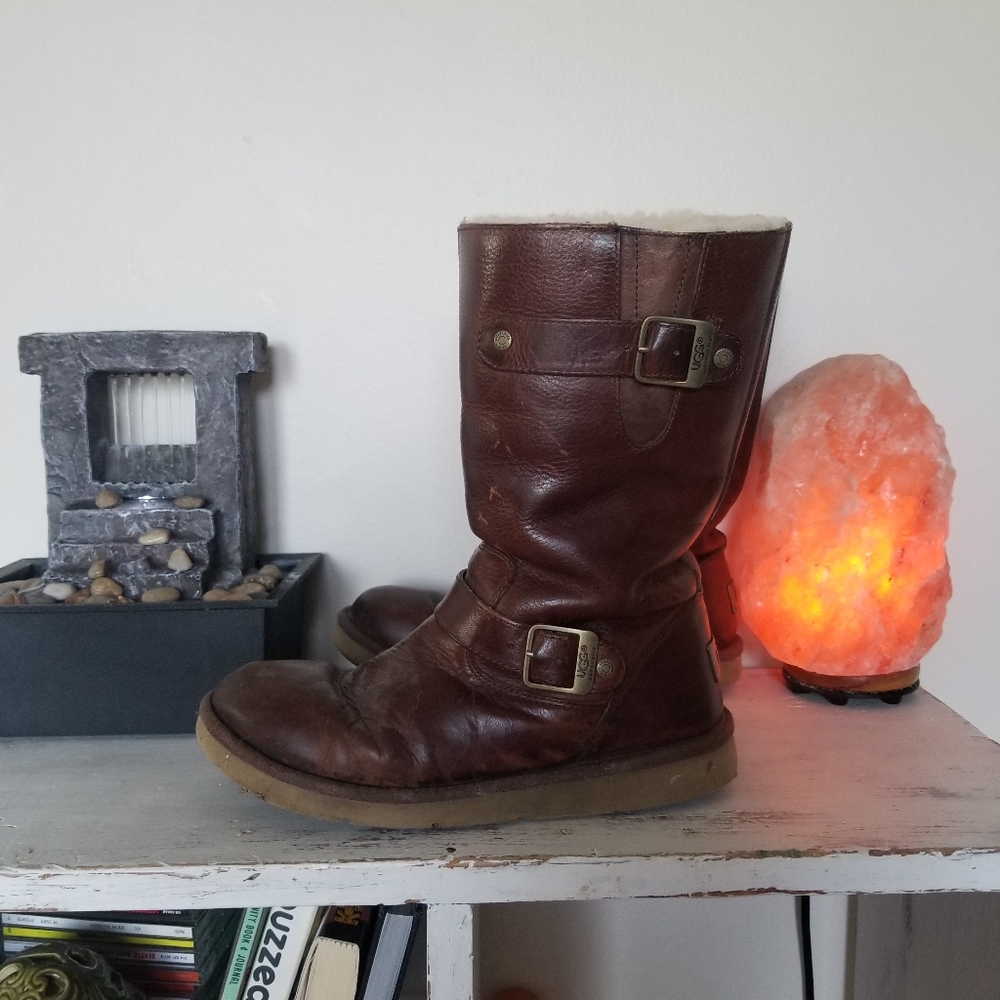 Ugg leather buckled boots